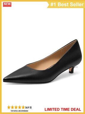 Kitten Heels Pointed Toe Closed Toe Low Heel Pumps for Women Faux Leather